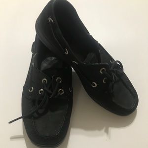 Sperry Black Leather Boat Shoes size 6
